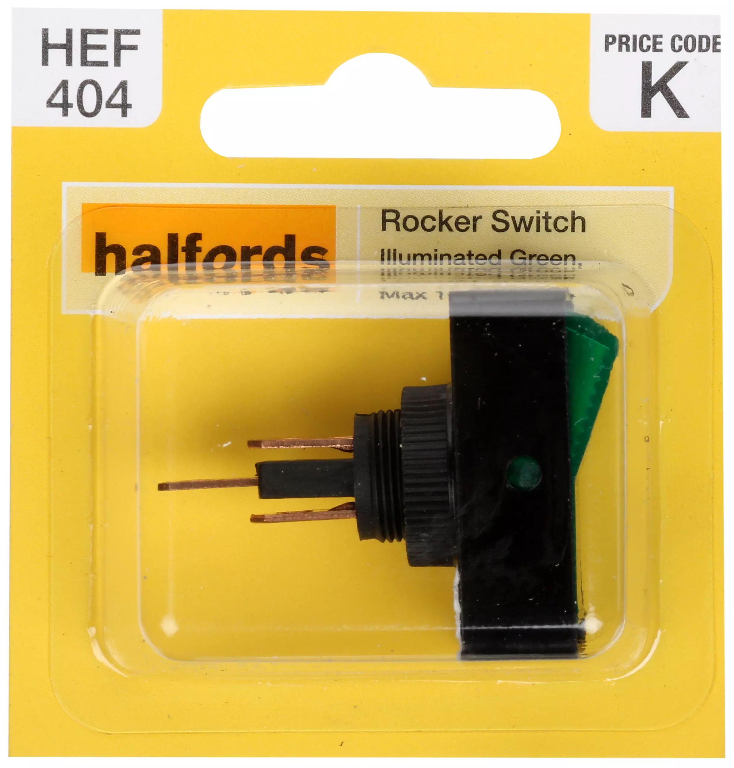■ ­Halfords Rocker Switch Illuminated Green 16 Amp